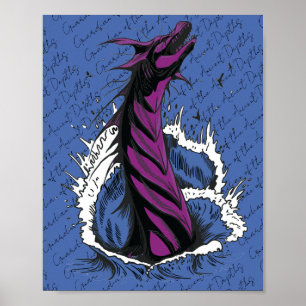 Purple Sea Monster Serpent Ocean Waves Poster