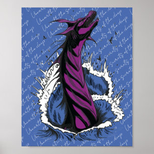 Purple Sea Monster Serpent Ocean Waves Poster