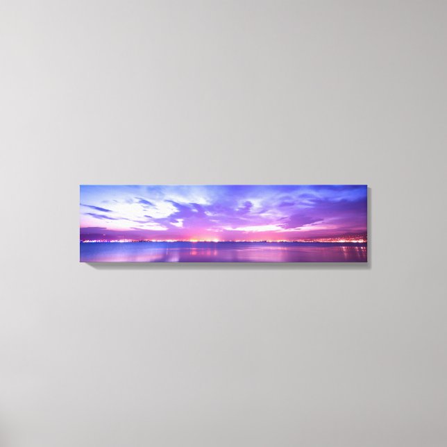 Purple Sea Sunset Reflection Panoramic Canvas (Front)