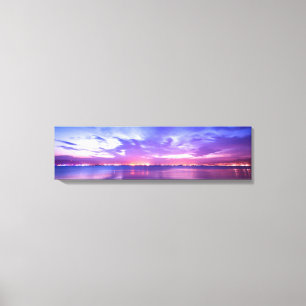 Purple Sea Sunset Reflection Panoramic Canvas Print