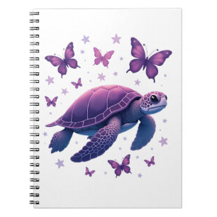 Purple - Sea Turtle Butterfly T-Shirt Notebook
