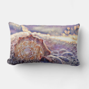 Purple seashell in the sea painting lumbar cushion