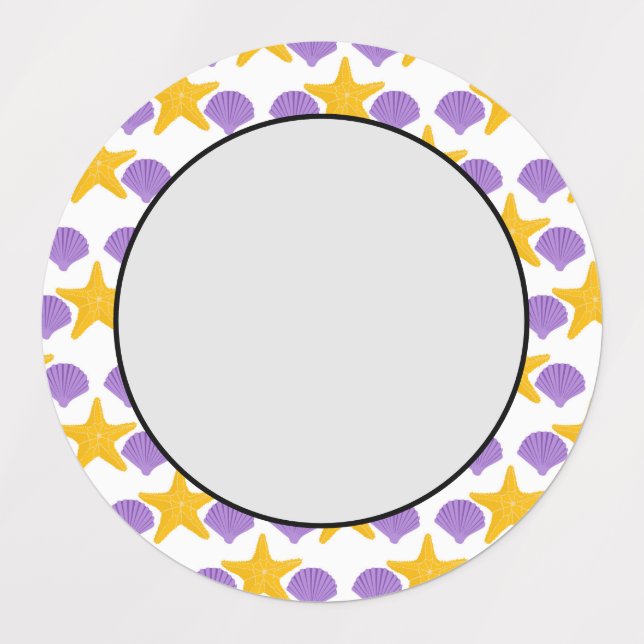 Purple Seashells Yellow Starfish Marine Life (Design 1)