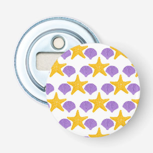 Purple Seashells Yellow Starfish Marine Life Bottle Opener
