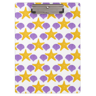 Purple Seashells Yellow Starfish Marine Life Clipboard