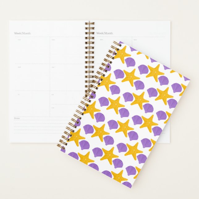 Purple Seashells Yellow Starfish Marine Life Planner (Display)