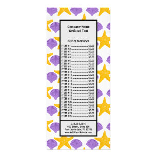 Purple Seashells Yellow Starfish Marine Life Rack Card
