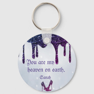 Purple Sequins, Heels Key Ring