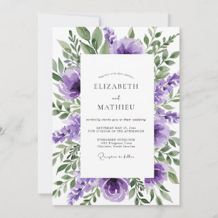 Purple Seraphic Botanical Wedding Invitation