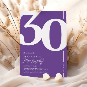 Purple Serif 30th Birthday Invitation