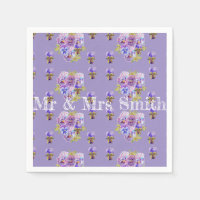 Purple Shabby Pansy Decor Serviette Napkins lilac
