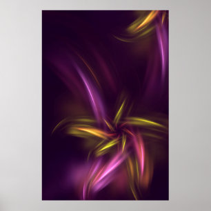 Purple Shades Abstract Flower Fantasy Poster