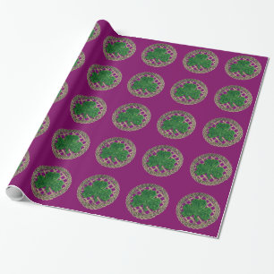 Purple Shamrock On Celtic Knots Wrapping Paper