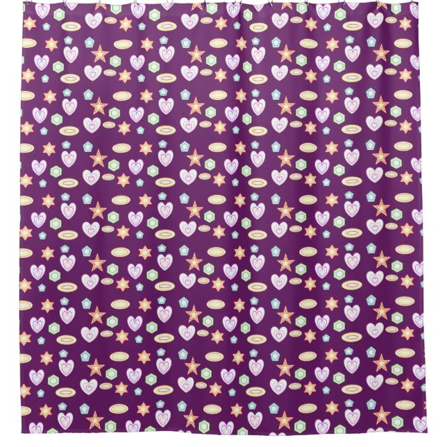Purple Shapes  Shower Curtain (Front)