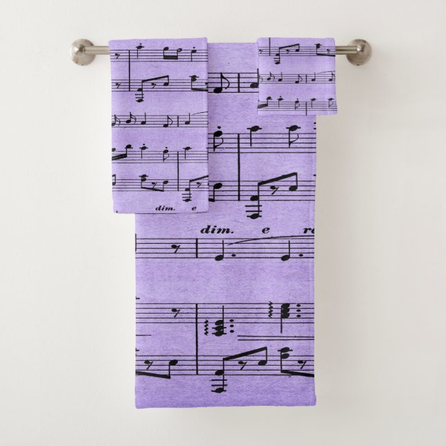 Purple Sheet Music Bath Towel Set (Insitu)