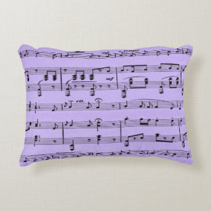 Purple Sheet Music Decorative Cushion