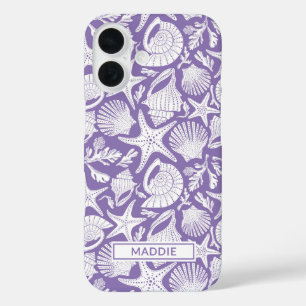 Purple Shells Personalised iPhone 16 Case