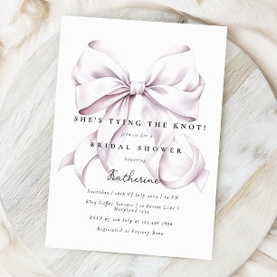 Purple She's Tying the Knot Bow Bridal Shower Invitation