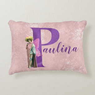 Purple Shimmer Illustrated Letter P Decorative Cushion