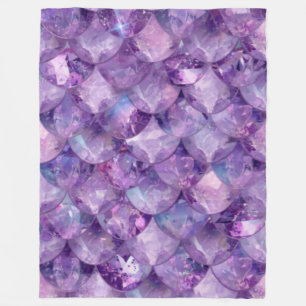 Purple Shiny Mermaid Print Fleece Blanket