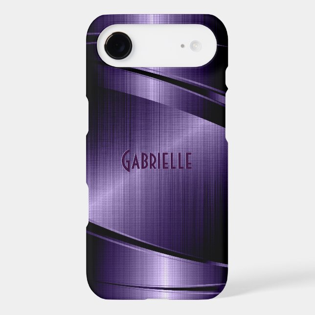 Purple Shiny Metallic Brushed Aluminium Look Case-Mate iPhone Case (Back)