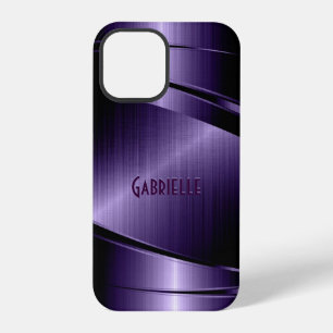 Purple Shiny Metallic Brushed Aluminium Look iPhone 12 Pro Case