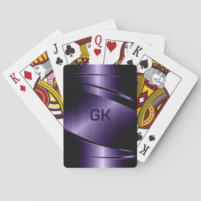 Purple Shiny Metallic Brushed Aluminium Look  Playing Cards (Back)