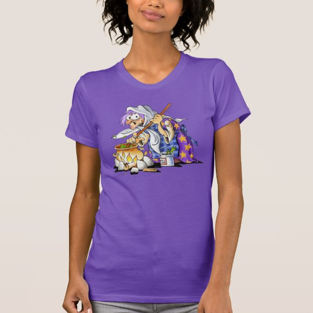 Purple Short Sleeve Halloween Shirt With Witch (Front)