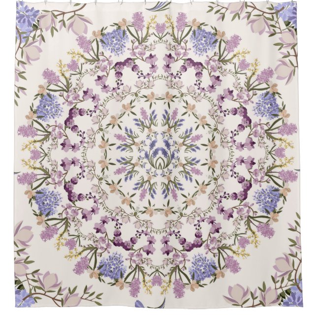 Purple Shower Curtain - Wisteria Curtain - Floral  (Front)