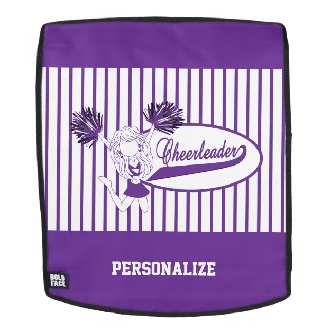Purple Silhouette Cheerleader Girl Backpack (Removable Face)