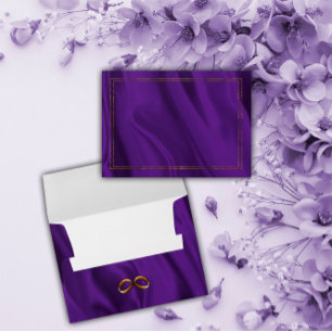 Purple Silk and Gold Wedding Envelope