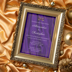 Purple Silk and Gold Wedding Invitation