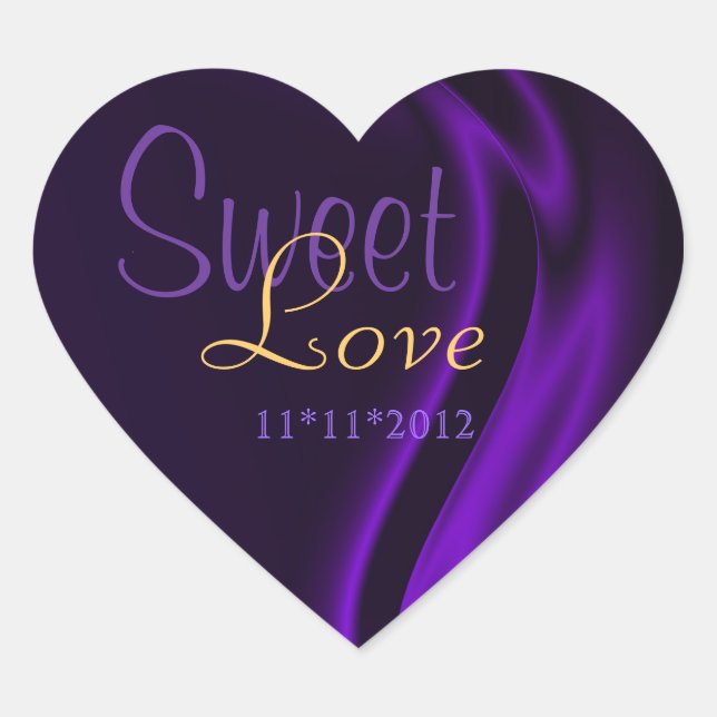 Purple Silk Heart Candy Buffet Sticker (Front)