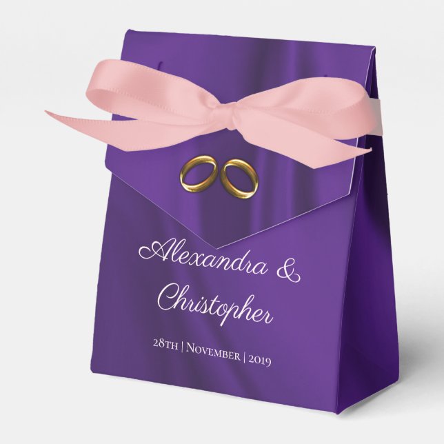 Purple Silk Wedding Favour Box (Front Side)