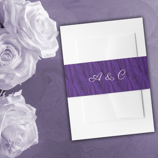 Purple Silk Wedding Invitation Belly Band (Creator Uploaded)