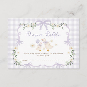 Purple Silly Goose Coquette Bow Diaper Raffle Enclosure Card