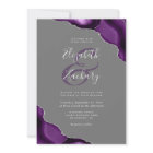 Purple Silver Agate Corners Grey Wedding