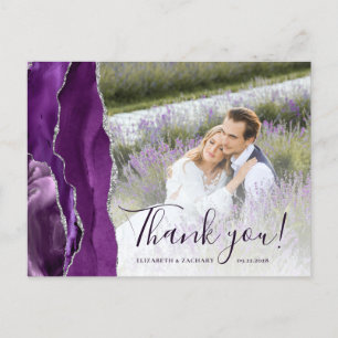 Purple Silver Agate Custom Photo Thank You Postcard