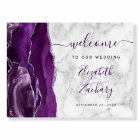 Purple Silver Agate Marble Wedding Welcome