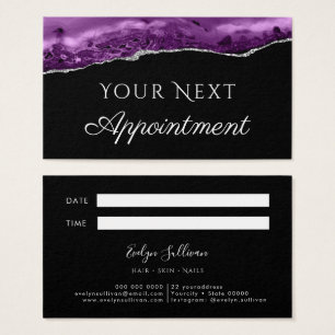Purple Silver Agate on Black Appointment Card