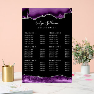 Purple Silver Agate Price List Acrylic Sign