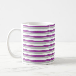 Purple, Silver and White Stripes Coffee Mug
