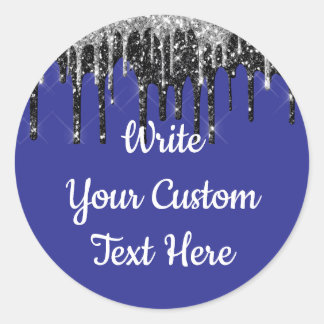 Purple & Silver Anniversary Birthday Party Glitter Classic Round Sticker