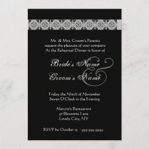 PURPLE SILVER BLACK Rehearsal Dinner Invitation