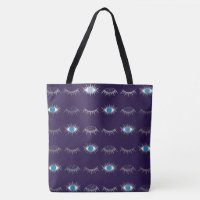 Purple & Silver Blue Evil Eye Lashes Nazar Mati