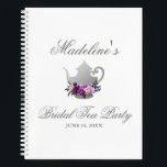 Purple Silver Bridal Shower Tea Party Gift List Notebook<br><div class="desc">Watercolor Floral Purple Ultra Violet Bridal Shower Tea Party Gift List Notebook</div>
