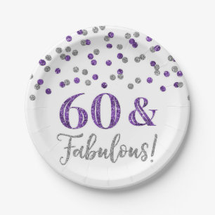 Purple Silver Confetti 60 and Fabulous Paper Plate