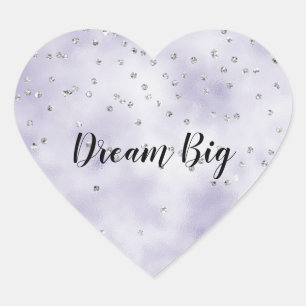 Purple Silver Confetti   Heart Sticker