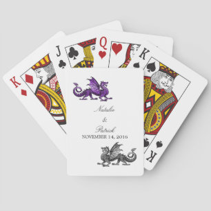 Purple Silver Dragon Wedding Playing Cards
