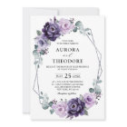 Purple Silver Floral Blooms Geometric Wedding     